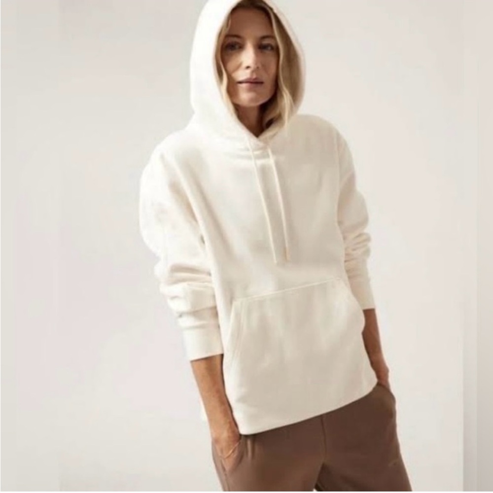 Athleta Retro Plush Hoodie in Magnolia White - L- fleece, soft, NWOT